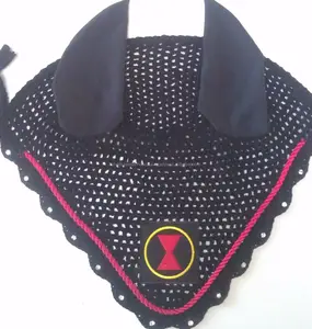 Shemax 2023 Top vente de haute qualité personnalisé noir veuve mouche voile cheval équitation oreille filet crochet oreille capot chapeau équestre - Product Image 1