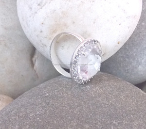 รอบ Clear ควอตซ์925เงินสเตอร์ลิง Cubic Zircon แหวน - Product Image 3