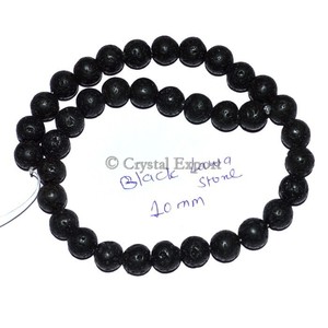 หินลาวาสีดำลูกปัดเส้น10มิลลิเมตร: ซื้อขายส่งพลอยลูกปัดเส้น - Product Image 1