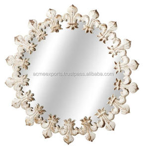 Vintage <b>White</b> <b>Ornate</b> Wall <b>Mirror</b> with Handcrafted Floral Frame Antique Finish Elegant Accent for Luxury Home Decor - Product Image 3