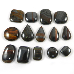 Oeil de tigre naturel en fer, 100 g, cabochon de forme libre, 14 pièces, pierres précieuses en vrac pour bijoux - Product Image 1