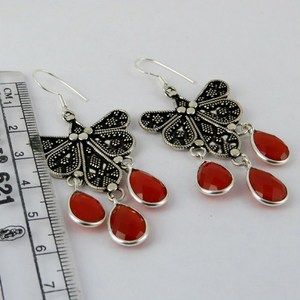 Pendientes Huggie de Plata de Ley 925 con Forma de Corazón para Mujer, Estilo Bohemia, Carnelian, Joyas Shri Ashapura Hechas a Mano - Product Image 6