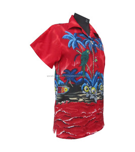 parrot print <b>red</b> color Man's designer beach ware Hawaiian <b>shirt</b> new arrival <b>shirt</b> for <b>mens</b> hawaiian style printing <b>shirts</b> - Product Image 5