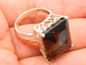 Adorable bague de mariage classique en quartz fumé, argent sterling 925, haute qualité, pour femmes - Product Image 4