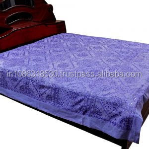 Couvre-lit indien fait à la main Royal Old Mirror Broderie Couvre-lits doubles Décor pour chambre King Size pour la maison Noël - Product Image 2