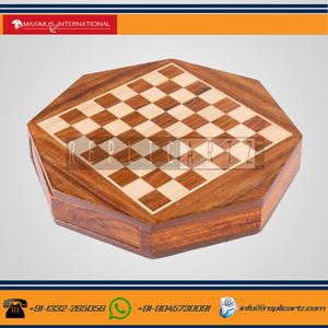 Octagon <b>Wooden</b> <b>Chess</b> Board Game Decorative Knick Knack Tabletop Accent Folding <b>Chess</b> <b>Set</b> Home Decor Gift Collectible Ornament - Product Image 3