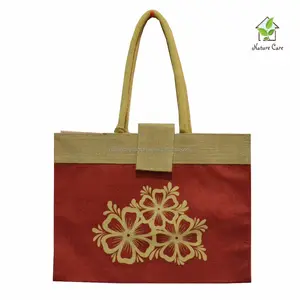 印度促销定制花式黄麻袋制造商，全面印刷100% 可重复使用的袋