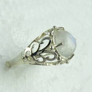 Anillos de plata de ley 925 con piedra lunar de arcoíris auténtica, Plata de ley con piedras preciosas - Product Image 4