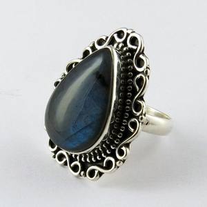 Labradorita azul en forma de pera, anillos de plata de ley 925 925, fabricante de joyería de la India 925, exportación y venta al por mayor - Product Image 3