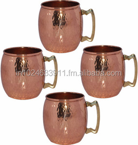 Best Quality Moscow Mule Copper <b>Mug</b> Set of Four with Brass Handle Metal Drinkware for Restaurants Handcrafted India-Perfect Gift - Product Image 6