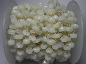 Arco Iris piedra lunar 7-8mm facetado Rondelle Bead gema Rosario cadena - Product Image 5