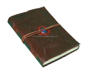 Blue Stone Studded Debossed Design 100% Journal en cuir véritable Wrap Around Strap Diary A5 Notebook pour un usage quotidien Journal personnel - Product Image 2