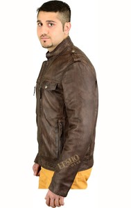 Premium Mens Womens High Street Vague Washed Leather <b>Jacket</b> Stylish Comfortable Soft Texture Outerwear Stand Collar Front Casual - Product Image 4