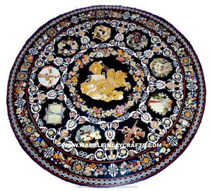 Haut de Table à manger en pierre, incrustation de marbre, belle pierre - Product Image 1