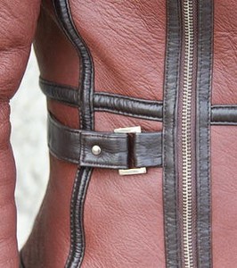 Chaqueta de cuero de aviador con forro de piel de oveja para mujer Transpirable Impermeable Ecológico Invierno con cuello de piel - Product Image 6