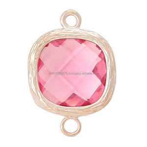 Colgante de piedras preciosas de diamante facetado, abalorio, conector de piedra de nacimiento - Product Image 1