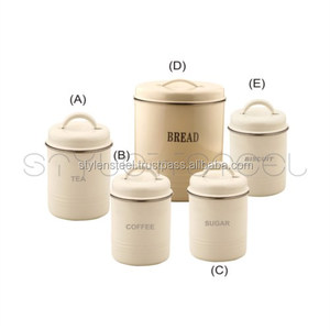 ชุดกระป๋องโลหะห้องครัวกล่องขนมปังชุดกระบอกแก้วมีสีสแตนเลส - Product Image 1
