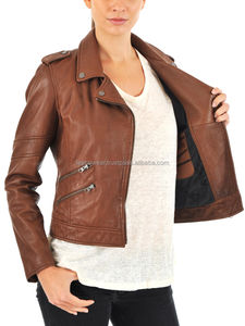 High Street Stylish <b>Brown</b> Windproof Motorbike Sheep Skin Leather Jacket <b>Men</b> Slim Fit Genuine Leather Front Logo - Product Image 3