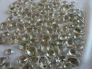Green <b>Amethyst</b> Bezel-Set Connectors in Mixed Shapes Natural <b>Amethyst</b> Silver & Rhodium/Gold Plated for Parties Charm <b>Pendants</b> - Product Image 2