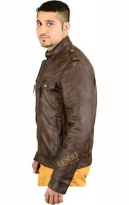Veste en cuir de mouton marron pour hommes, cuir véritable souple de qualité supérieure, bombardier élégant, vêtements d'extérieur confortables, fourniture en gros OEM - Product Image 4