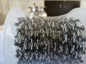 Composants de chaîne perlée en acier inoxydable de style chapelet faits à la main en spinelle noir pour la fabrication de bijoux - Product Image 5