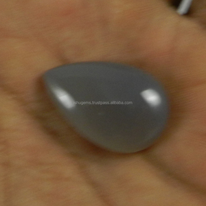 Calcedoine grise faite à la main de 17x26mm, 3,80 g, cabochon en forme de poire, pierre précieuse en vrac IG0484 - Product Image 3