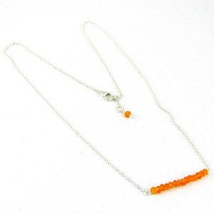 Collar de Plata de Ley con Dije de Cornalina Naranja Impecable y Cadena de Caja, Estilo Bohemio para Mujeres y Niñas - Product Image 2