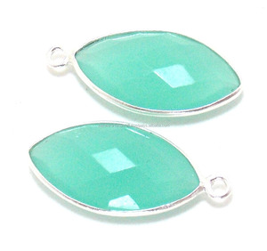 Connecteur à sangle simple en argent plaqué 925 pour la fabrication de bijoux, forme marquise, à facettes, avec calotte, pour pierres de chalcédoine du Pérou, Sameer Art - Product Image 1