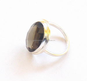 แหวนกรอบหินควอทซ์สเตอร์ลิงทำมือชุบเงิน925สำหรับงานแต่งงานที่น่ารัก - Product Image 2