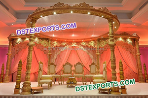 Indian Wedding Wooden Handicraft Mandap-Simple Handmade Teak Wood Lightweight Customized Size Modern Design DSTEXPORTS Brand UK - Product Image 3