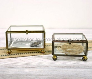 Glass Jewelry <b>Box</b> With Metal Frame Gold Black Rose Gold Color Options Rectangle Shape Storage Organizer For Accessories - Product Image 2