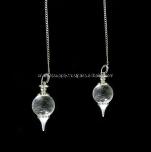 ขายส่ง Clear ควอตซ์ Penduluim Clear Quartz Ball ลูกตุ้มคริสตัลควอตซ์ Dowsing ลูกตุ้มพลอยลูกตุ้ม