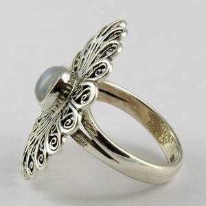 Anillo clásico de Plata de Ley 925 con piedra lunar de arcoíris, anillo de ajuste de piedras preciosas, joyería de plata - Product Image 3