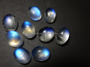 พลอยรูปพระจันทร์สีฟ้าเพลิงสีรุ้งธรรมชาติทรงไข่ขนาด8x10มม. สำหรับทำเครื่องประดับ - Product Image 4
