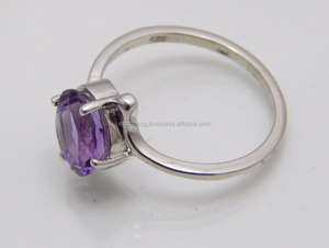 Anillo de boda de mujer de Plata de Ley 925 de estilo clásico, bonitos anillos de moda de piedras preciosas de cuarzo amatista - Product Image 3