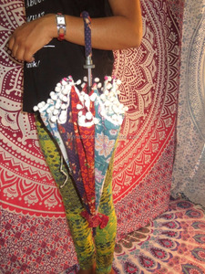 Parapluie droit Mandala fait main, classique, pliable, en coton, ouverture automatique par bouton, pour voyage, plage, extérieur, usage quotidien, approvisionnement en vrac - Product Image 2