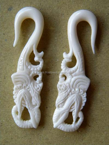 Nouveauté, livraison gratuite Piercing bijoux pour le corps, sculpture d'oreille avec os stérilisés, jauges et pendentifs en os naturel sculpté, BALI - Product Image 3