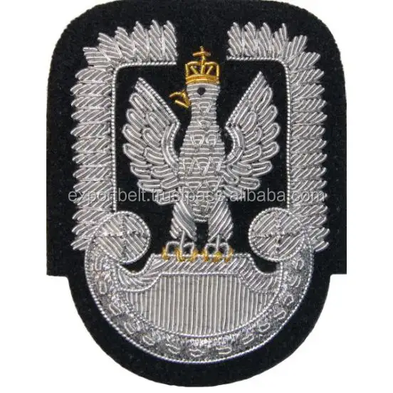 OEM Silver Wire Polish Bullion Embroidered Cap Badges Custom Air Fleet Aero line Aviation Pilot Cap Patches in Custom Designs