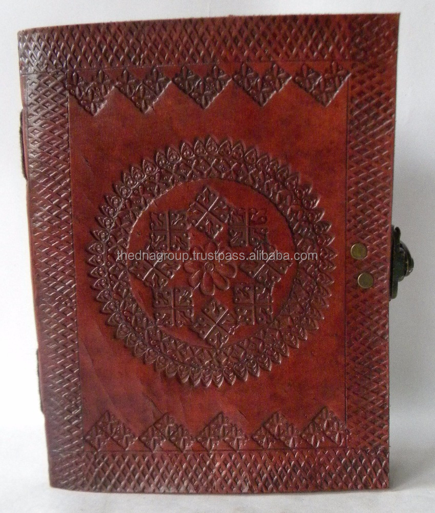 Натуральная бумага ручной работы, рельефный Круглый дневник с замком, дизайнерский круглый кожаный журнал