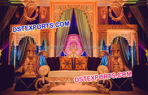 เอเชียแต่งงานคริสตัลตกแต่งเวทีเสาคริสตัลไฟเบอร์แต่งงานเวทีเส้นใยเวทีแต่งงานสีทอง - Product Image 2