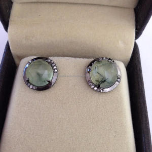 Prehnite – ensemble de boucles d'oreilles de luxe avec pierres précieuses - Product Image 3