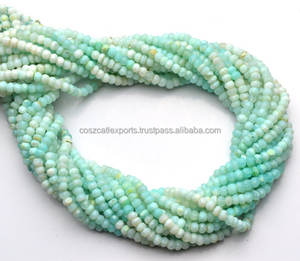 Pierres Précieuses naturelles Péruvienne Ombragé Bleu Opale Facettées 3.5MM Rondelle Perles 13 "Fil Plein Israélien Machine Coupe Perles Super - Product Image 1