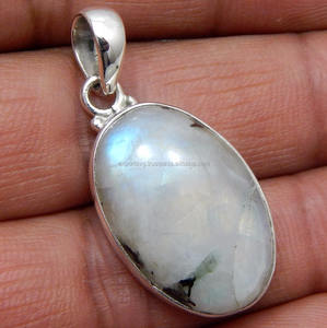 Pierre de lune arc-en-ciel 925 argent Sterling blanc classique religieux à la mode pierre bijoux 7.6g griffe réglage femmes - Product Image 1