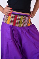 Pantalon ample en coton pour femmes, ceinture argentée, style sarouel, affine le côté, avec 2 poches