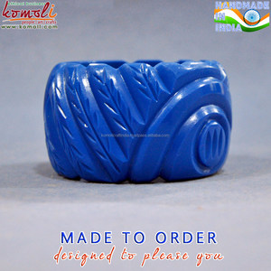 สีฟ้ากว้างแกะสลัก Bakelite เครื่องประดับเรซิ่นกำไลเครื่องประดับแกะสลักที่กำหนดเอง - Product Image 2