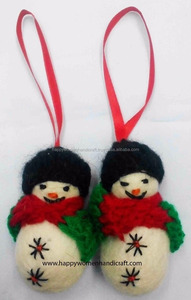 Petit porte-monnaie unisexe en feutre de laine fait à la main élégant bonhomme de neige de Noël motif animal pour dames messieurs garçons - Product Image 1