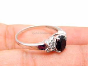 Anillo de compromiso de boda de piedras preciosas de ónix negro clásico de Plata de Ley 925 certificado CMA, Moda para ropa de fiesta de mujer - Product Image 2