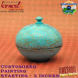 Papier Mache Hand Painted Eco Friendly Paper Mache Wedding <b>Favour</b> Trinket Vintage <b>Boxes</b> Box - Product Image 2