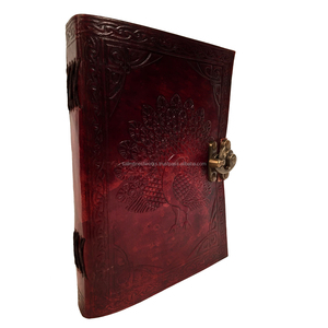 สมุดไดอารี่ปกหนังแท้ลายนูนดีไซน์นกยูงสมุดโน้ตกระดาษคอตตอนงานทำมือสมุดสเก็ตช์หรือไดอารี่ส่วนตัวสำหรับให้เป็นของขวัญ - Product Image 4