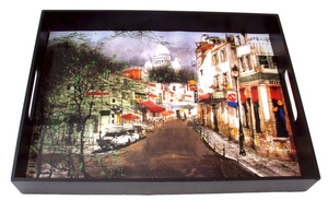 Plateau de service en bois rectangulaire de taille personnalisée vaisselle décorative élégante en bois naturel émaillé imprimé assiettes de service pour la maison - Product Image 2